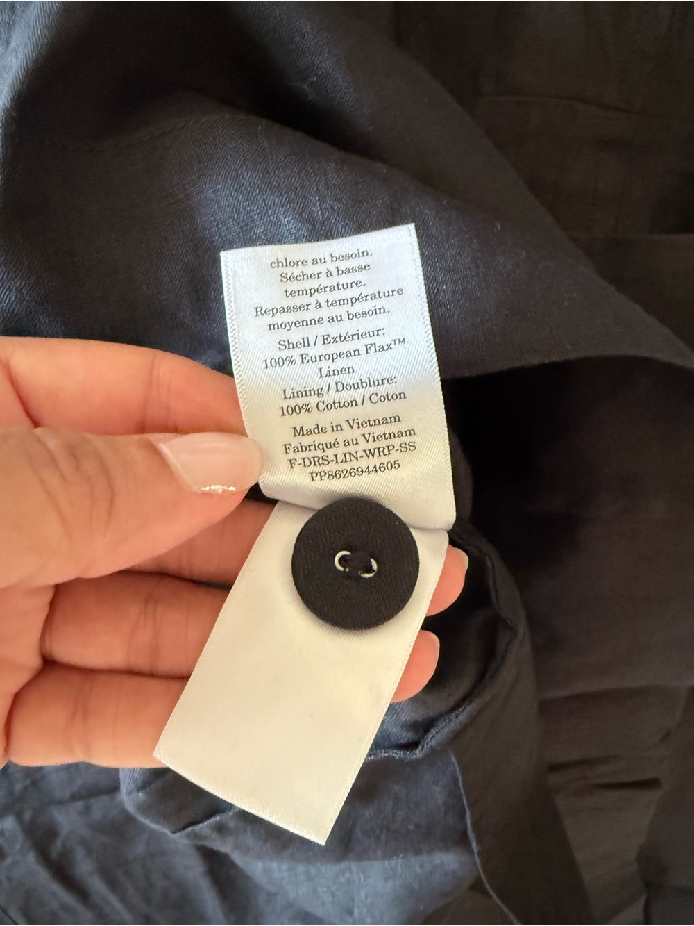 Everlane Linen Black Wrap Midi Dress with Self Tie-xs - Picture 7 of 10
